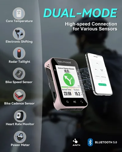 Miniatura 7 de L2 GPS Bike Computer, 2" Color LCD Wireless Cycling Computer,Bike Speedometer Bluetooth ANT+, IPX7 Waterproof, Auto Backlight, Supports