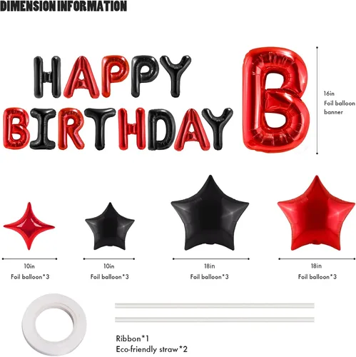 Miniatura 2 de CANREVEL Cartel de feliz cumpleaños, 13 letras de papel de aluminio de Mylar de 16 pulgadas con 12 globos de estrella, decoraciones de fiesta