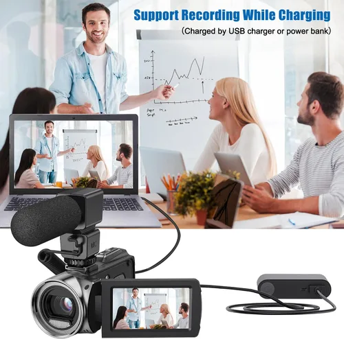Miniatura 4 de Videocámara FHD 1080P 36MP YouTube Vlogging Cámara Grabadora Pantalla de 3.0 Pulgadas con Rotación de 270 Grados Videocámaras con Zoom Digital 18X