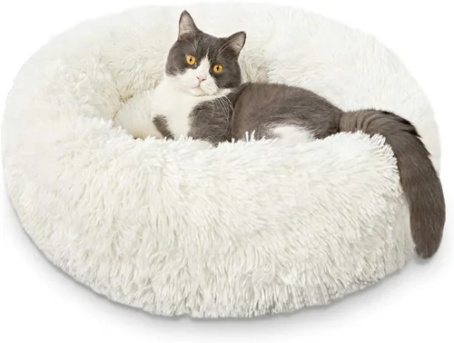 Miniatura 15 de Camas para gatos de interior – Cama para gatos lavable de 20/24 pulgadas, camas para perros pequeños y medianos, antiansiedad, cama redonda de felpa