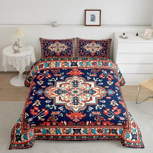 Miniatura 24 de Erosebridal Oriental Bedding - Juego de edredón vintage para cama individual, diseño floral persa, bohemio, tribal, tradicional, estético