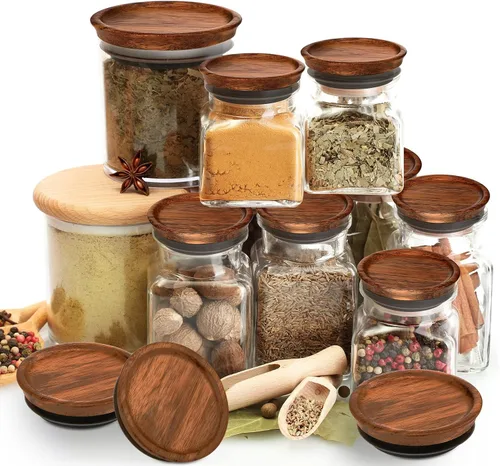 Miniatura 4 de Paquete de 20 tapas de almacenamiento de madera de acacia para frascos de boca regular, tapas de madera de acacia para conservas reutilizables