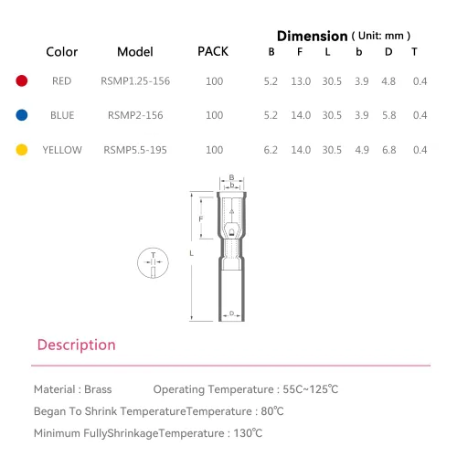 Miniatura 3 de HKS 100 conectores de bala hembra termorretráctiles – 22-16 AWG rojo – Terminales de engarce de cobre estañado – impermeables y aislados