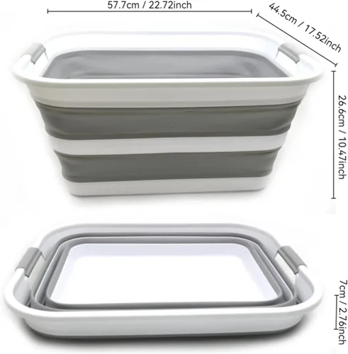 Miniatura 3 de SAMMART Cesta plegable de plástico para la ropa sucia de 42 litros, contenedor de almacenamiento plegable y organizador, tina de lavado portátil