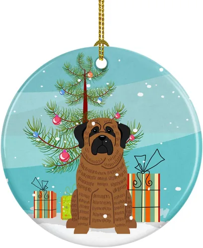 Miniatura 57 de Caroline's Treasures Adorno de cerámica para árbol de Navidad, Laika Spitz de Siberia Occidental, decoración colgante para árbol de Navidad