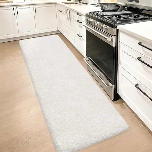 Miniatura 35 de Alfombras suaves para dormitorio, alfombra de pasillo de 2 x 6 pies, alfombra de felpa lanuda antideslizante para mesita de noche, sofá, sala