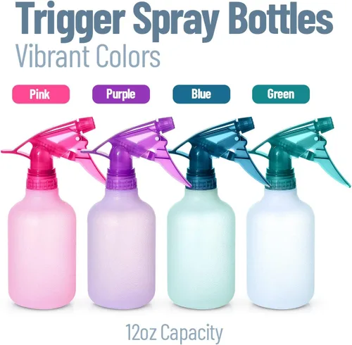 Miniatura 2 de Botellas recargables para chorros de color Stream and Spray – Botella Mister recargable de 12 onzas para soluciones de limpieza, jardinería, aseo