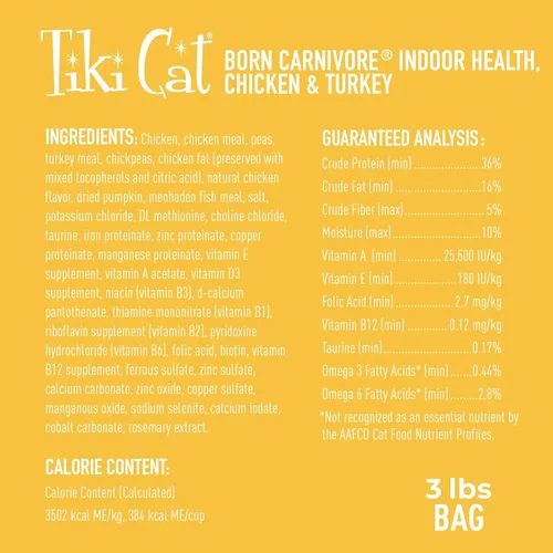 Miniatura 4 de Tiki Cat Born Carnivore Alto en Proteína, Salud para Interior, Receta de Comida de Pollo y Pavo, Sin Granos, Galletas Horneadas para Maximizar
