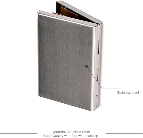 Miniatura 5 de RFID - Tarjetero de acero inoxidable, protector de tarjetas de crédito para hombre y mujer