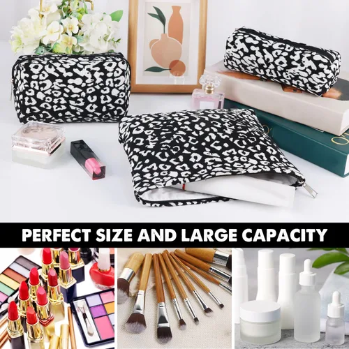 Miniatura 2 de Juego de 3 bolsas de maquillaje para niñas y mujeres, organizador de viaje, bolsa de aseo de baño, bolsa de almacenamiento de gran capacidad