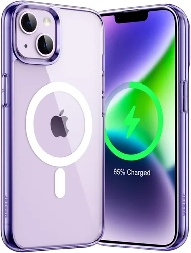 Miniatura 20 de JETech Funda magnética para iPhone 14 de 6.1 pulgadas, compatible con carga inalámbrica MagSafe, a prueba de golpes, parte trasera transparente