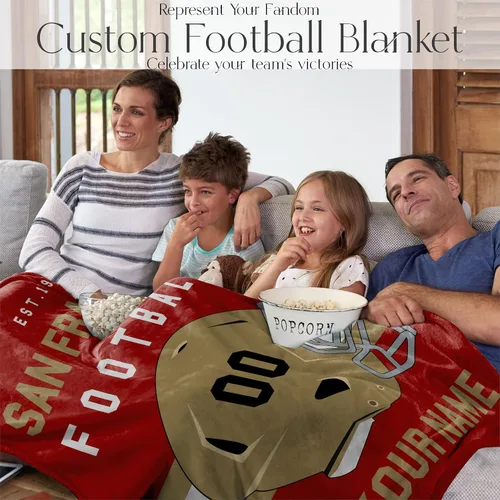 Miniatura 16 de Manta personalizada para fanáticos del fútbol americano – Se envía al día siguiente – Hecha en Estados Unidos – Manta de vellón personalizada