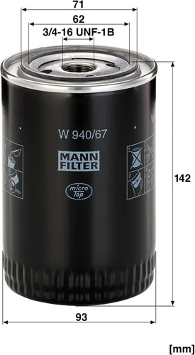 Miniatura 2 de Mann Filter Filtro de aceite giratorio W940/67