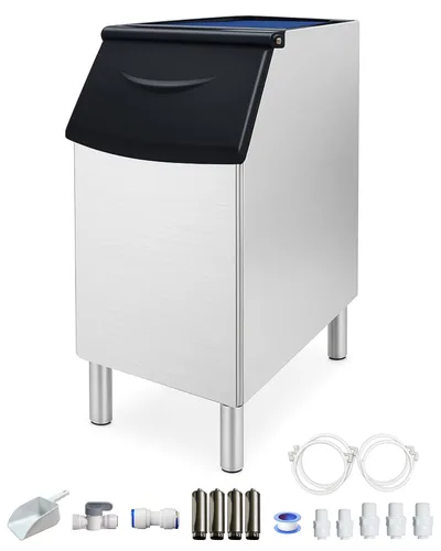 Cubo de almacenamiento comercial para máquina de hielo, capacidad de 300 libras, contenedor de almacenamiento de hielo comercial de acero inoxidable