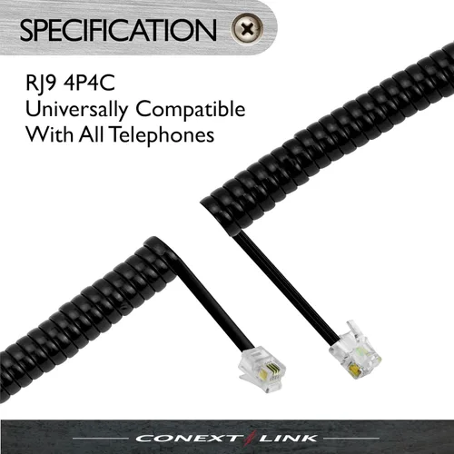 Miniatura 4 de RJ11 4P4C - Cable modular para teléfono, receptor, cable de bobina (7 pies, negro)