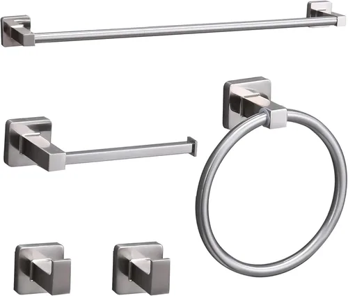 Juego de 5 piezas de accesorios de baño de níquel cepillado, juego de toallero montado en la pared de 23.6 pulgadas, juego de toallero, soporte para