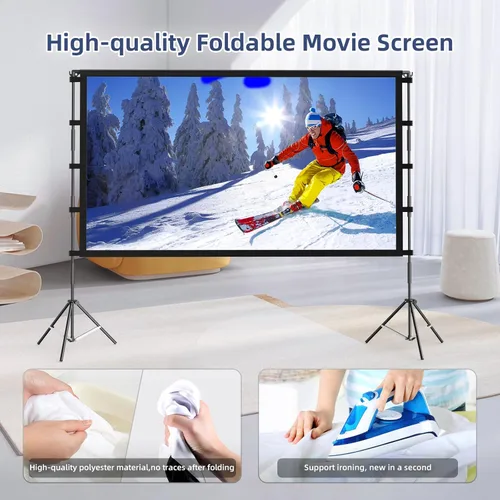 Miniatura 3 de Pantalla de proyector para exteriores, pantalla de proyector Vamvo con soporte, pantalla de proyector plegable portátil de 80 pulgadas, pantalla