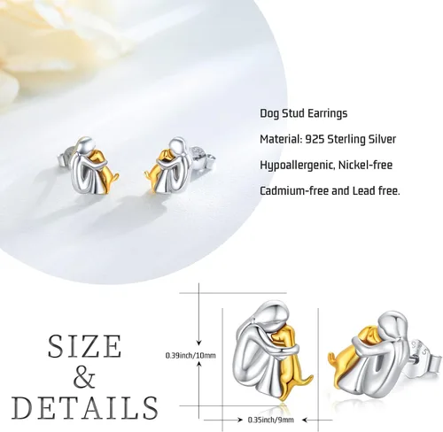 Miniatura 4 de Hypoallergenic Dog Earrings 925 Sterling Silver Cute Animal Dog Stud Earrings Dog Jewelry Gifts for Women Girls Pet Lover