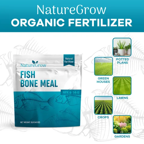Miniatura 3 de Fertilizante de harina de huesos de pescado-6-14-0 Fuente de alimento vegetal natural de nitrógeno y fósforo para jardinería orgánica (3 libras)