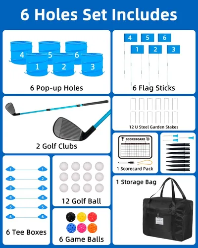 Miniatura 2 de Juego de golf con palo para diestros, práctica de golf con 3 cubos, regalo de golf al aire libre para adultos, agujeros de golf al aire libre juego