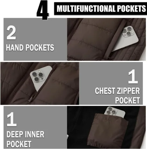 Miniatura 27 de Msmsse Chalecos de invierno para hombre, con forro polar, acolchado, casual, sin mangas