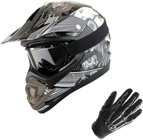 Miniatura 12 de 1Storm Casco de motocross para adultos, todoterreno, MX, BMX, ATV, motocross, mecánico, HGXP14B, fibra de carbono, negro, HGXP14B