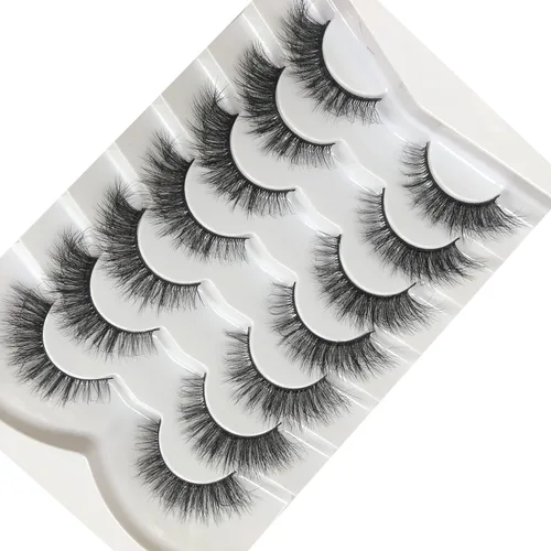 Miniatura 5 de Pooplunch - Pestañas postizas de visón sintético, look de ojo de gato natural, volumen esponjoso, 7 pares de tiras de pestañas postizas suaves