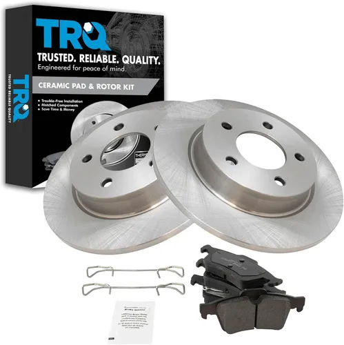 Miniatura 152 de TRQ Kit de rotor de freno trasero y pastillas de cerámica Posi premium compatible con camioneta Chevy GMC