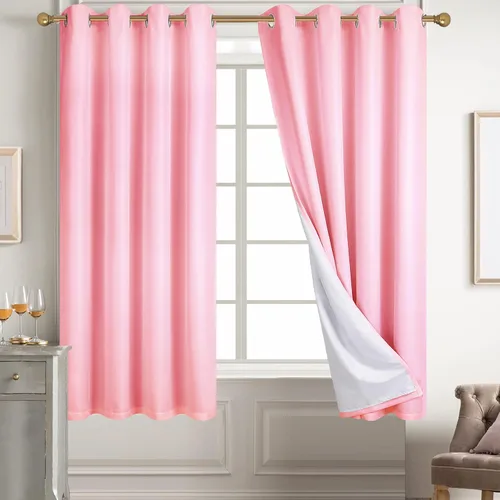 Miniatura 56 de Diraysid Cortinas 100% opacas de lino beige para dormitorio, con ojales, aislamiento térmico, cortinas de oscurecimiento de habitación