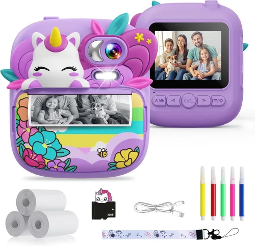 TIATUA Cámara de impresión instantánea para niños, cámara para niños con fotos imprimibles, juguetes de cámara para niños de 3 a 14 años, cámara