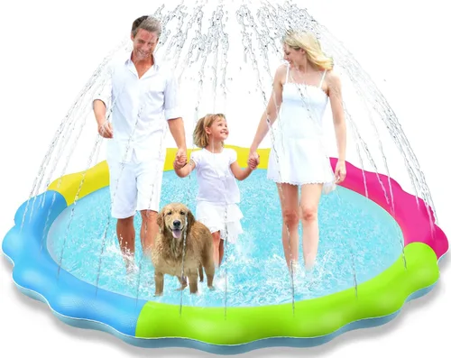 Miniatura 13 de Jasonwell - Almohadilla antideslizante para salpicaduras para perros para niños, piscina para cachorros, juguetes de agua al aire libre, patio