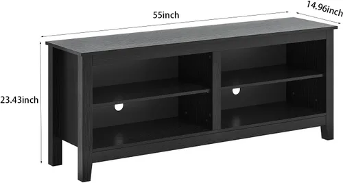 Miniatura 2 de Panana Soporte para TV, soporte clásico de TV de 4 compartimentos para TV de 60 pulgadas, centro de entretenimiento, soporte de televisión Negro