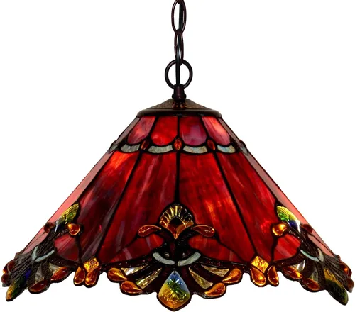 Miniatura 9 de Bieye L11058 Baroque Tiffany Style Stained Glass Ceiling Pendant Light Fixture for Home Decor (White, 13-inches Wide)