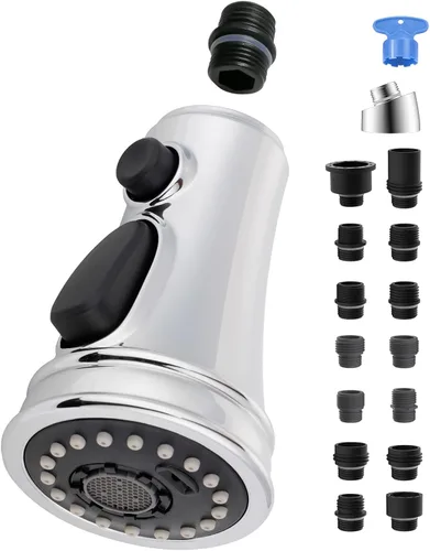 Hygie Rinse Cabezal de llave de cocina universal de reemplazo con rociador de 3 funciones compatible con grifos Kohler/Moen/Delta, kit de adaptador