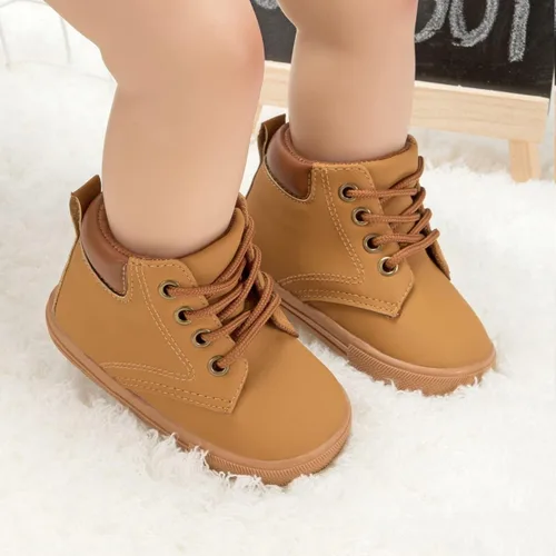 Miniatura 5 de Casazoe Botas casuales de cuero para niños y niñas, zapatos de vestir para exteriores, con cordones, suela de textura antideslizante, mocasines