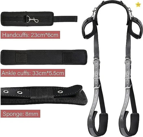 Miniatura 4 de SM Games - Juguetes de cama sexual, kit de cuerda de servidumbre, juego de cama BDSM Sexo Bondage con esposas y correas para las piernas, puños