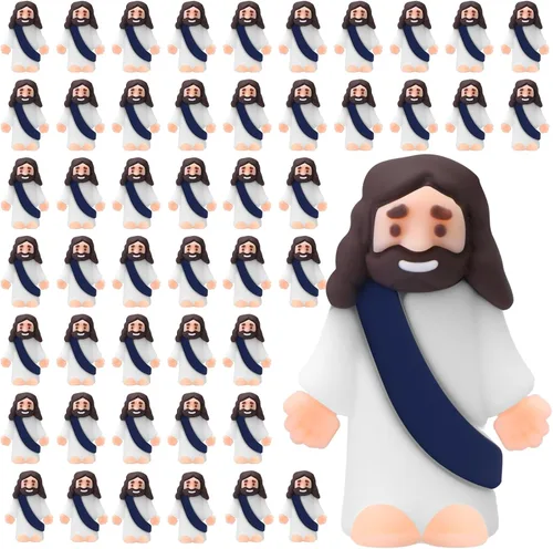 Miniatura 8 de Sumind 50 Piezas Figuras Pequeñas de Jesús de Navidad Mini Figuras de Jesús de Bolsillo a Granel Diseño Original para Navidad Juego de Escondite