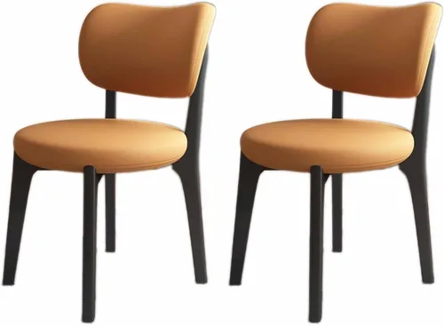 Miniatura 34 de Juego de sillas de comedor de madera modernas con respaldo curvado, sillas de cocina tapizadas con marco de madera, sillas laterales sin brazos