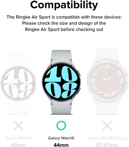 Miniatura 2 de Ringke Air Sports - Funda compatible con Samsung Galaxy Watch 6 (1.732 pulgadas), suave, flexible, ligera, delgada, funda de poliuretano Negro