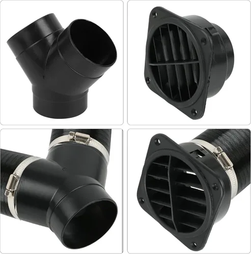Miniatura 7 de 76mm / 3 Pulgadas Tubo de Salida de Ventilación Extensible en Y para Calentador de Estacionamiento Diésel, Conducto Flexible de Aire Caliente