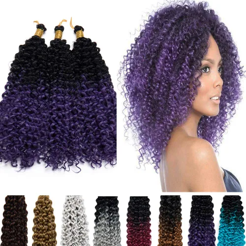 Miniatura 21 de Marlybob Pelo sintético trenzado de ganchillo de 14 pulgadas Marlibob onda de agua trenzado trenzado de ganchillo trenzas afro rastas rizadas