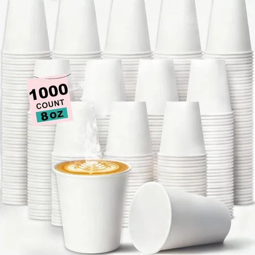 Miniatura 35 de Paquete de 100 tazas de café desechables de pared ondulada corrugada de 16 onzas con tapas y pajitas, tazas aisladas resistentes para bebidas