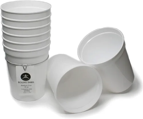 Miniatura 29 de Rolling Sands Vasos de plástico reutilizables para estadios de 16 onzas, paquete de 8, fabricados en Estados Unidos, sin BPA, aptos para Negro