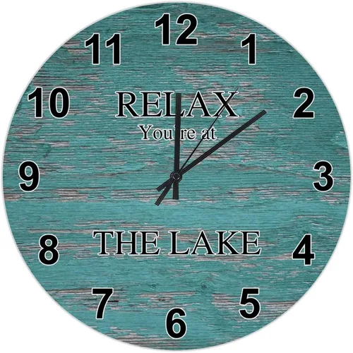 Miniatura 50 de UFunhome Reloj de pared de granja Lake Relax You're at The Lake Silent Non-Ticking Vintage Country reloj de grano de madera a pilas para el hogar