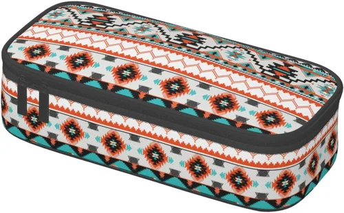 Miniatura 2 de Estuche organizador de lápices tribal étnico azteca de gran capacidad, papelería con cremallera, suministros escolares, bolsa para lápices