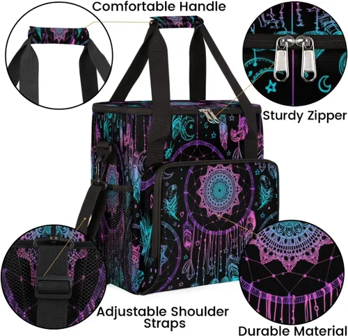 Miniatura 6 de Dreamcatcher - Bolsa de transporte para cafetera de mandala, bolsa de almacenamiento de viaje compatible con K-Mini o K-Mini Plus, estuche portátil