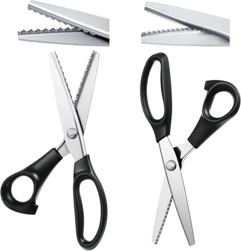 Miniatura 12 de Amylove Tijeras de entintar para cortar tela festoneadas de 0.197 pulgadas, tijeras dentadas de fieltro de 0.197 pulgadas para manualidades, corte