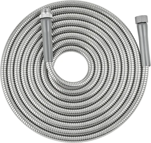 Miniatura 9 de SKYWARD Manguera de jardín de acero inoxidable 304 ligera y duradera con conector de metal hembra a macho, flexible, a prueba de fugas, fácil
