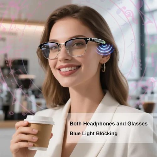 Miniatura 8 de Gafas de luz azul Bluetooth para mujeres y hombres, asistente de voz AI, altavoces de oído abierto, lentes inteligentes con filtro de luz azul
