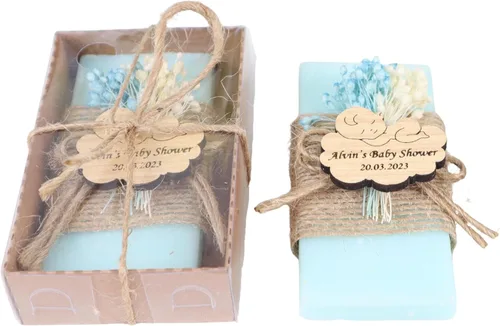 Miniatura 32 de Paquete de 10 decoraciones para baby shower de Happy Times Favors, regalos para baby shower, jabón mini vegano personalizado hecho a mano con aroma